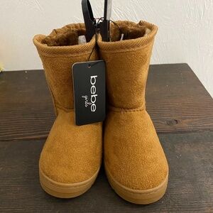 NWT Toddler Girl's bebe Cognac Boots with Embroidered Logo Size 8